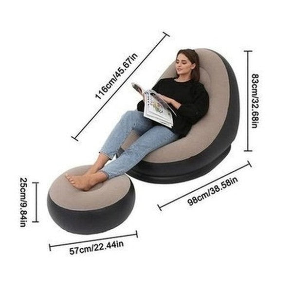 Inflatable Armchair Outdoor Furniture Blue Inflatable Recliner Chair With Ottoman Footstool · Dondepiso