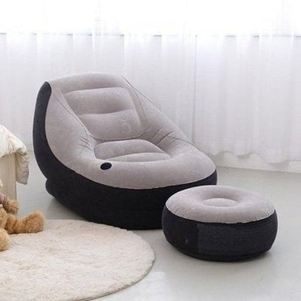 Inflatable Armchair Outdoor Furniture Blue Inflatable Recliner Chair With Ottoman Footstool · Dondepiso