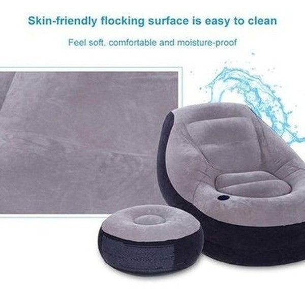 Inflatable Armchair Outdoor Furniture Blue Inflatable Recliner Chair With Ottoman Footstool · Dondepiso