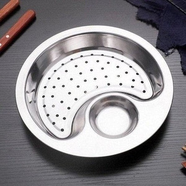 Steel Round Plate Plates Silver Stainless Steel Double Layer Round Plate · Dondepiso