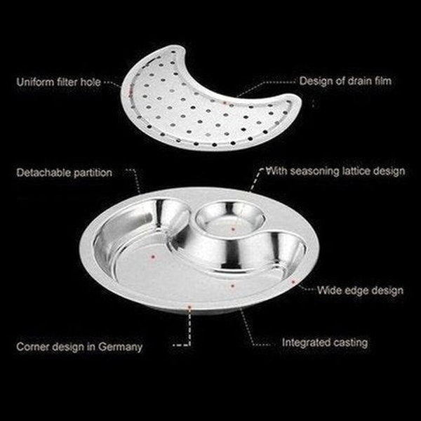 Steel Round Plate Plates Silver Stainless Steel Double Layer Round Plate · Dondepiso