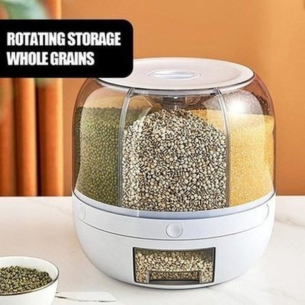 Rotating Rice Bucket Food Storage Containers White Moisture-proof sealed rotating rice bucket – Dondepiso