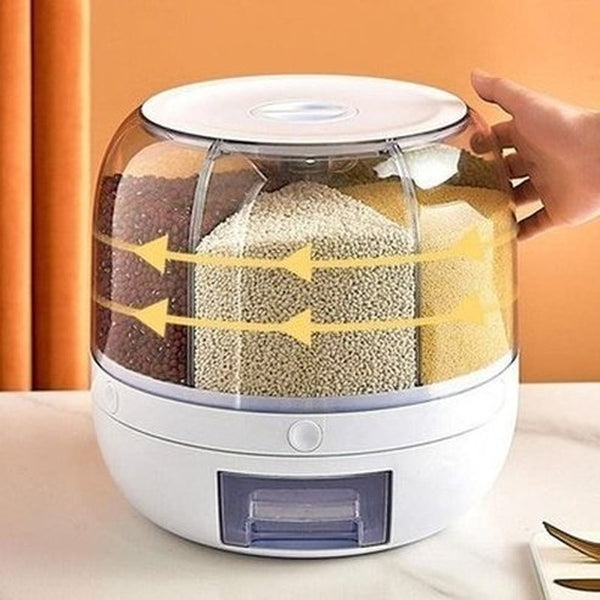 Rotating Rice Bucket Food Storage Containers White Moisture-proof sealed rotating rice bucket – Dondepiso