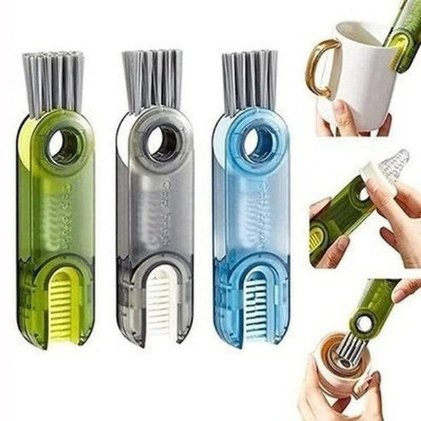 3 In 1 Cup Lid Cleaning Brush U-shaped Cup Brush Bottle Gap Cleaner Brush Groove Rotatable Silicone Cup Mouth Brush Multi-function