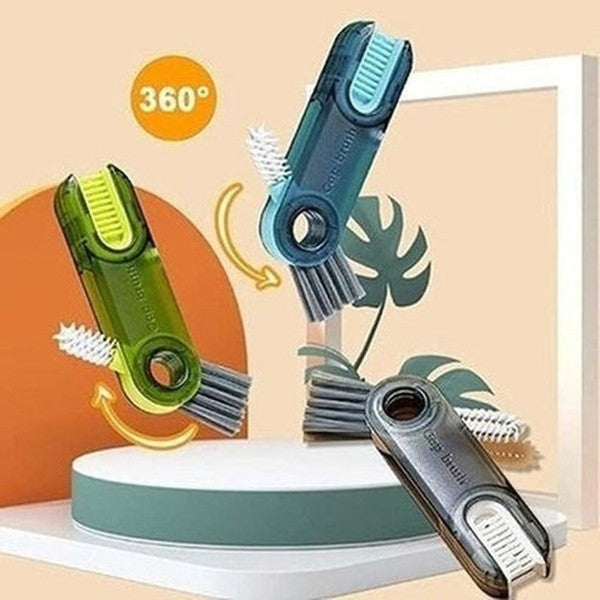 3 In 1 Cup Lid Cleaning Brush U-shaped Cup Brush Bottle Gap Cleaner Brush Groove Rotatable Silicone Cup Mouth Brush Multi-function
