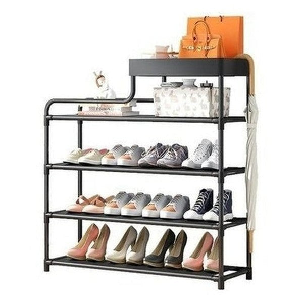 Adjustable Shoe Rack Black Five Layer Storage Metal Shoe Rack Organizer - Dondepiso