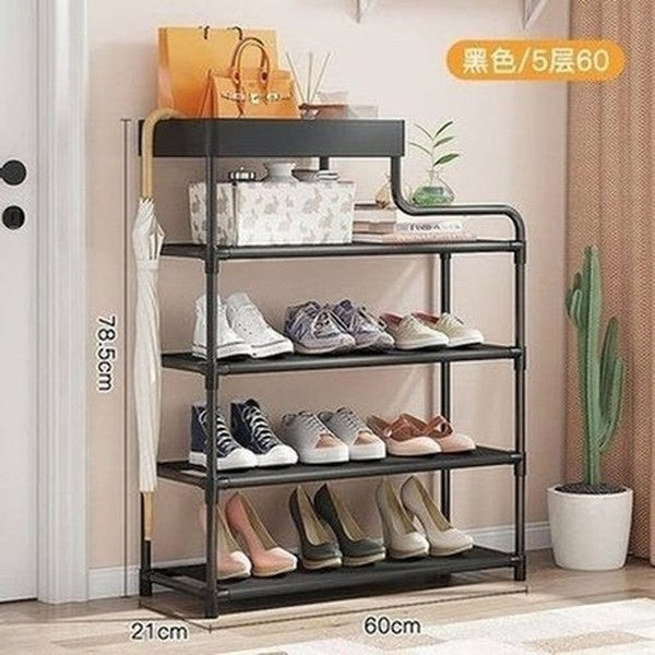 Adjustable Shoe Rack Black Five Layer Storage Metal Shoe Rack Organizer - Dondepiso