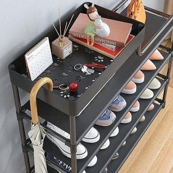 Adjustable Shoe Rack Shoe Racks & Organizers Black Five Layer Storage Metal Shoe Rack Organizer - Dondepiso