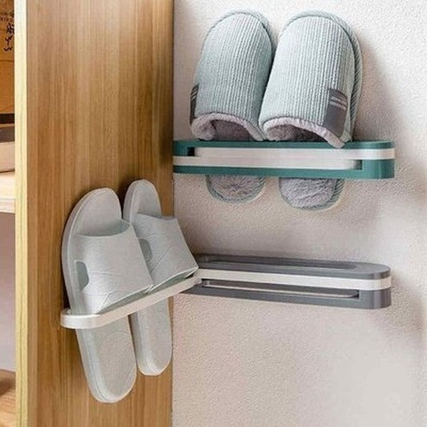 Foldable Slippers Rack Shoe Racks & Organizers Multi-Folding Wall-Mounted Slipper Rack – Dondepiso
