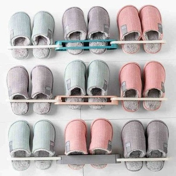 Foldable Slippers Rack Shoe Racks & Organizers Multi-Folding Wall-Mounted Slipper Rack – Dondepiso