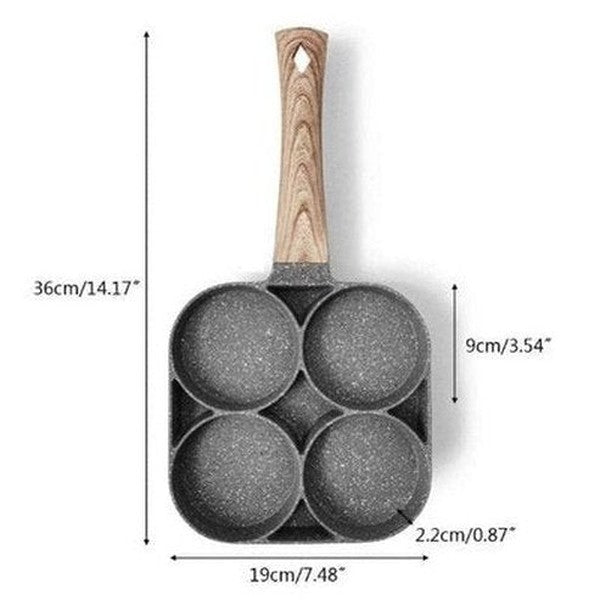 4-Egg Design Frying Pan Non-Stick Bottom Thick Egg Pancakes Steak Cooking Pan Hamburg Bread Breakfast Maker Induction Cooker: Cookware. Skillets & Frying Pans