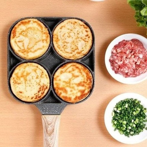 4-Egg Design Frying Pan Non-Stick Bottom Thick Egg Pancakes Steak Cooking Pan Hamburg Bread Breakfast Maker Induction Cooker: Cookware. Skillets & Frying Pans