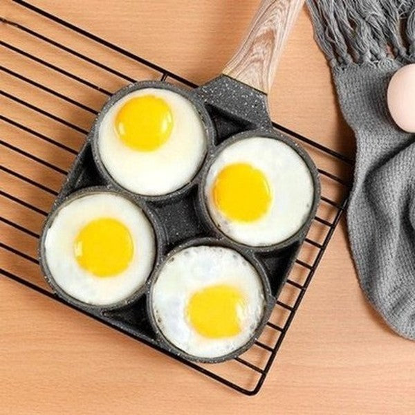 4-Egg Design Frying Pan Non-Stick Bottom Thick Egg Pancakes Steak Cooking Pan Hamburg Bread Breakfast Maker Induction Cooker: Cookware. Skillets & Frying Pans