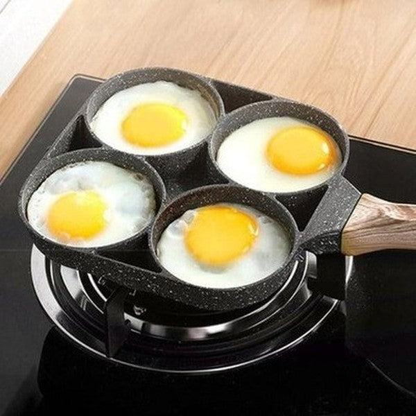 4-Egg Design Frying Pan Non-Stick Bottom Thick Egg Pancakes Steak Cooking Pan Hamburg Bread Breakfast Maker Induction Cooker: Cookware. Skillets & Frying Pans