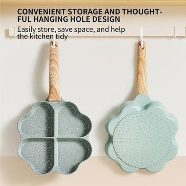 Heart Frying Pan Skillets & Frying Pans Green Heart-Shaped Four-Hole Design Egg Frying Pan · Dondepiso