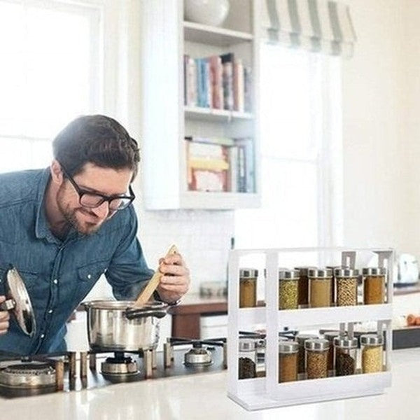 Spice Rack Organizer Spice Organizers White Two Tier Multifunctional Spice Organizer Rack – Dondepiso