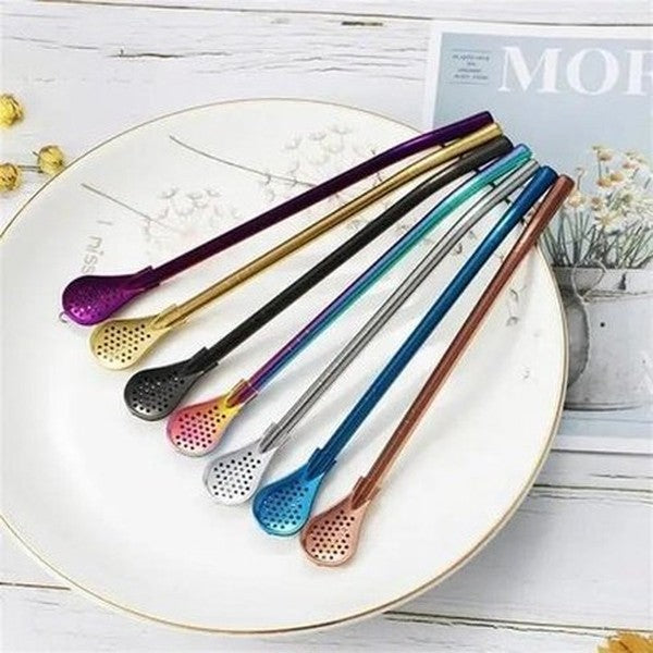 Metal Straw Spoon Spoons Stainless-steel spoon mate filter straw – Dondepiso