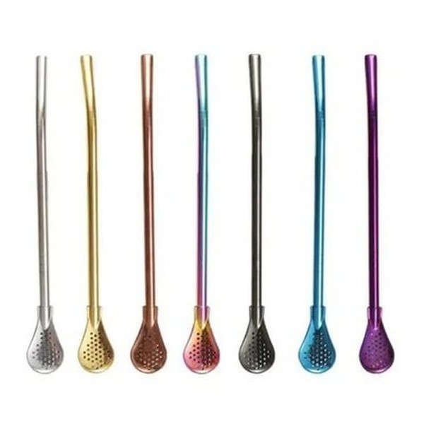 Metal Straw Spoon Spoons Stainless-steel spoon mate filter straw – Dondepiso