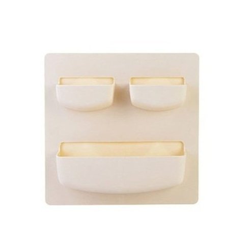 Plain Wall Shelving Storage Hooks & Racks Adhesive Plastic Plain Wall Organizer Shelving · Dondepiso