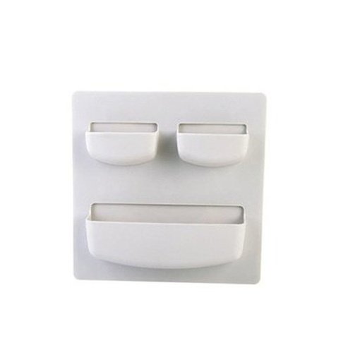 Plain Wall Shelving Storage Hooks & Racks White Adhesive Plastic Plain Wall Organizer Shelving · Dondepiso