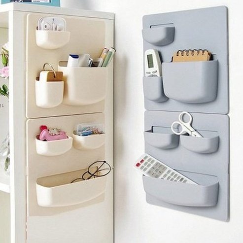 Plain Wall Shelving Storage Hooks & Racks Adhesive Plastic Plain Wall Organizer Shelving · Dondepiso