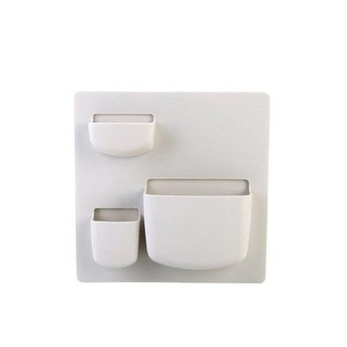 Plain Wall Shelving Storage Hooks & Racks Adhesive Plastic Plain Wall Organizer Shelving · Dondepiso