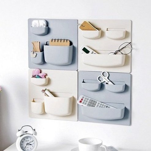 Plain Wall Shelving Storage Hooks & Racks Adhesive Plastic Plain Wall Organizer Shelving · Dondepiso