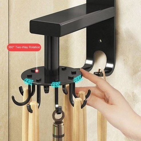 Kitchenware Storage Swivel Hook Storage Hooks & Racks Black Aluminum Kitchenware Storage Swivel Hook · Dondepiso