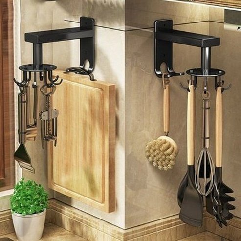 Kitchenware Storage Swivel Hook Storage Hooks & Racks Black Aluminum Kitchenware Storage Swivel Hook · Dondepiso