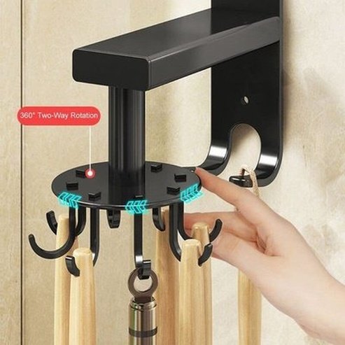 Kitchenware Storage Swivel Hook Storage Hooks & Racks Black Aluminum Kitchenware Storage Swivel Hook · Dondepiso