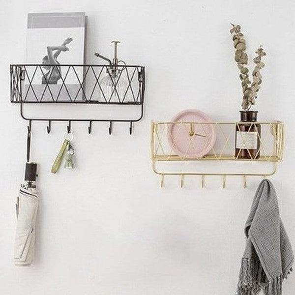 Decor Storage Basket Storage Hooks & Racks Decor Hanging Storage Basket with Hooks · Dondepiso