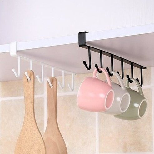 Under Cabinet Cup Rack Storage Hooks & Racks Metal Under Cabinet Storage Cup Rack – Dondepiso