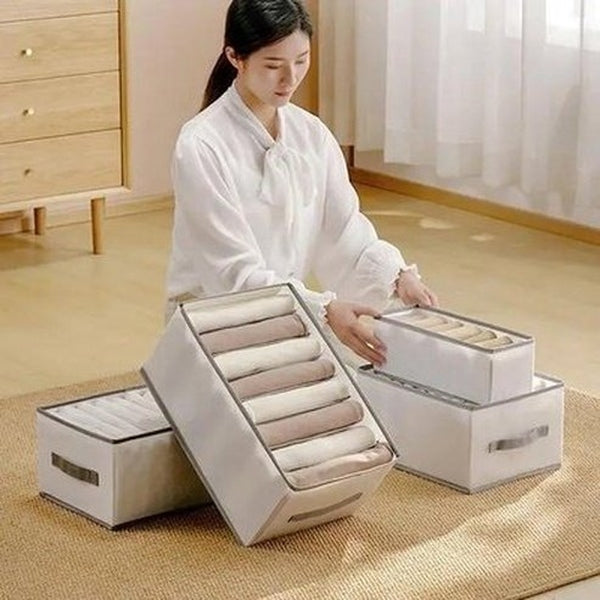 Box Jeans Organizer Storage & Organization Grey Wardrobe Organizer Drawer Partition for Jeans – Dondepiso