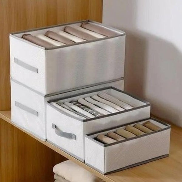 Box Jeans Organizer Storage & Organization Grey Wardrobe Organizer Drawer Partition for Jeans – Dondepiso