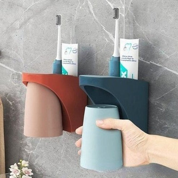 Wall Mounted Rinse Cup Rack Toothbrush Holders Wall Mounted Rinse Tumbler and Toothbrush Holder · Dondepiso
