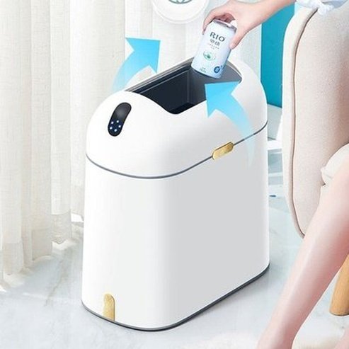 Touchless Trash Can Trash Cans & Wastebaskets White Touchless Bathroom Trash Can With Lid · Dondepiso