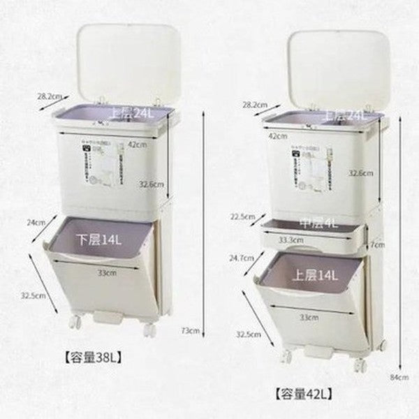 Garbage sorting container 3 vertical layers