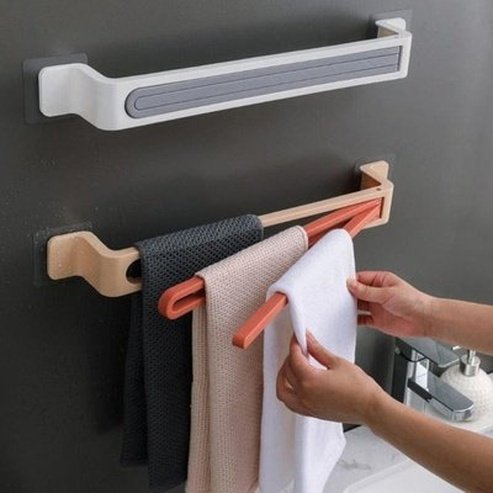 Wall Towel Rack Towel Racks & Holders Bathroom Wall Towel Rack 90-Degree Rotation – Dondepiso
