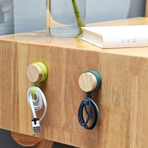 Wall Wood Hook Storage Hooks & Racks Strong Adhesive Wall Wooden Hook · Dondepiso