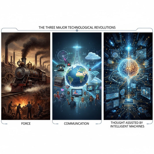 The Three Major Technological Revolutions: Force, Communication, and Thought Assisted by Intelligent Machines