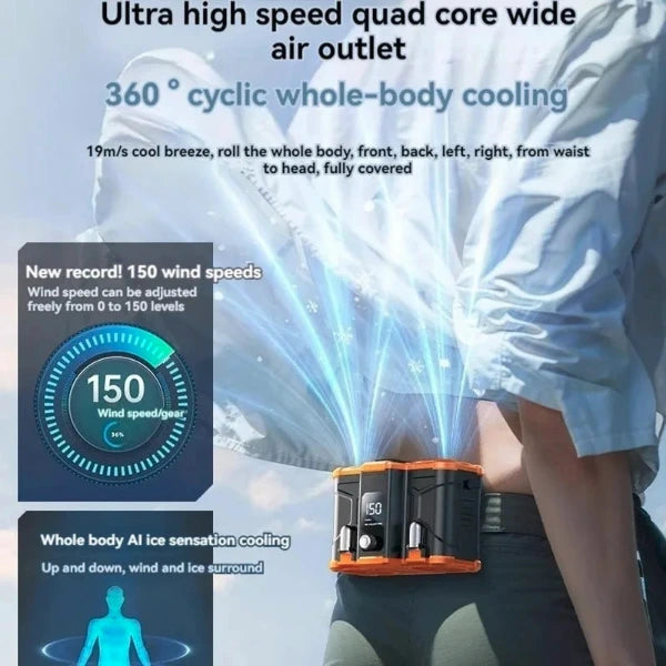 10000mAh Waist Fan Personal Fan Practical Low Noise
