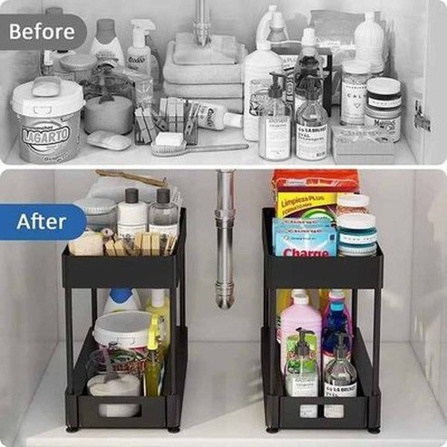 2-Tier Bathroom Kitchen Cabinet Under Sink Organizer