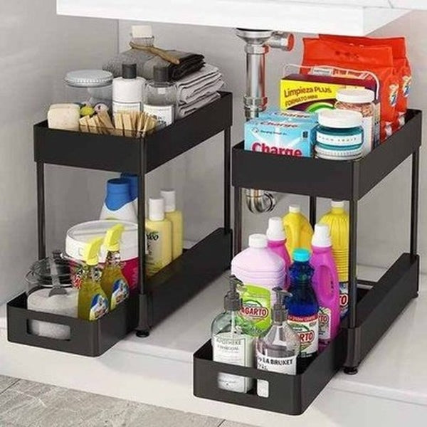 2-Tier Bathroom Kitchen Cabinet Under Sink Organizer