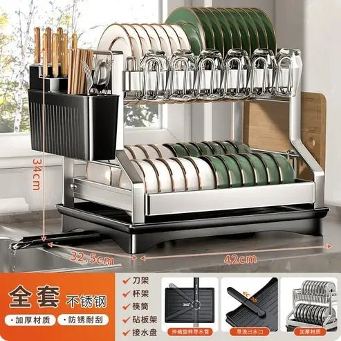 2-Tier Kitchen Dish Drying Trestle Rack