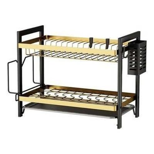 2 Tier Stainless Dish Drainer Rack with Drainer