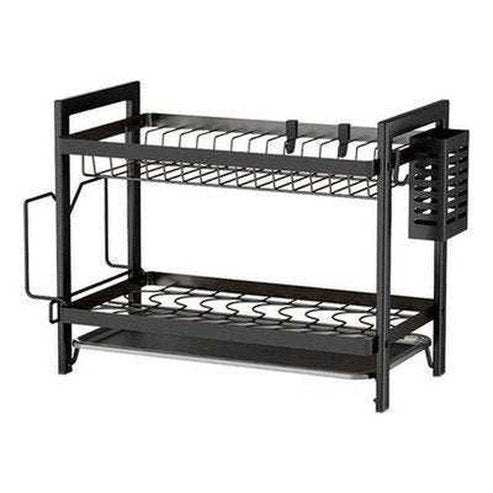 2 Tier Stainless Dish Drainer Rack with Drainer