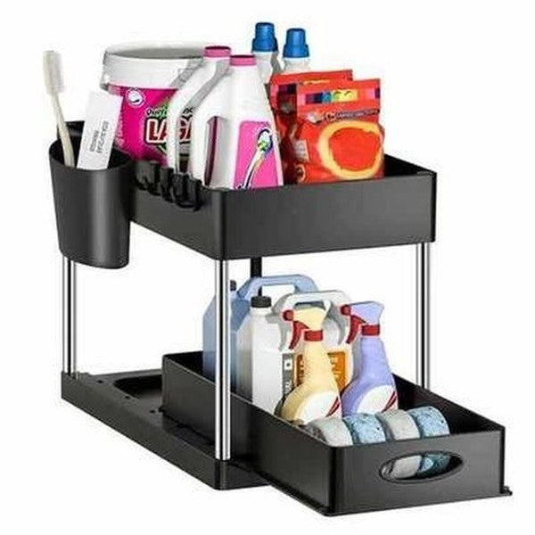 2 Tier Under Sink Organizer Storage Sliding Drawer