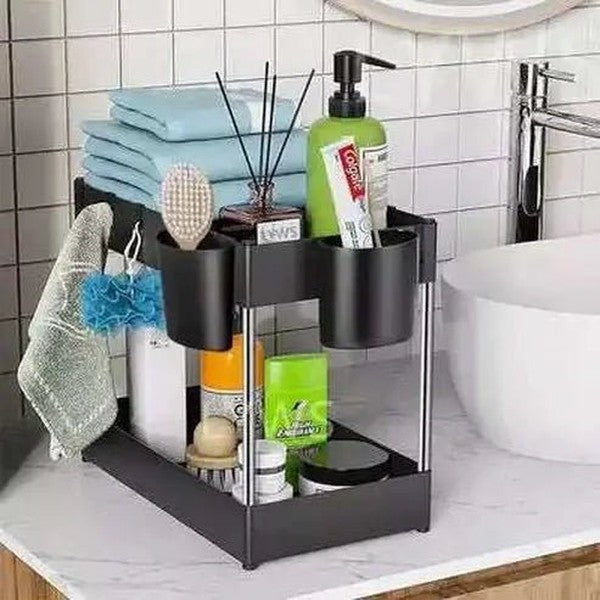 2 Tier Under Sink Organizer Storage Sliding Drawer