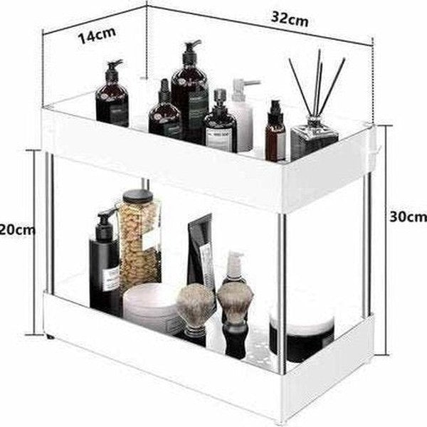 2 Tier Under Sink Organizer Storage Sliding Drawer