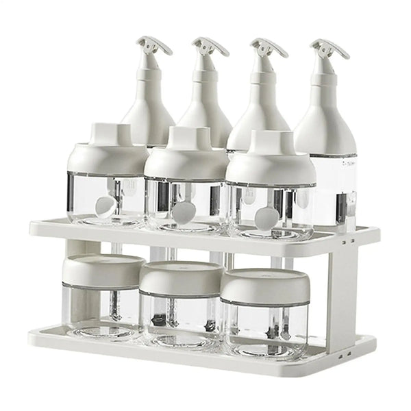 2-Tier Spice Rack Set – Portable Cup Storage Shelf for Kitchen Cabinets